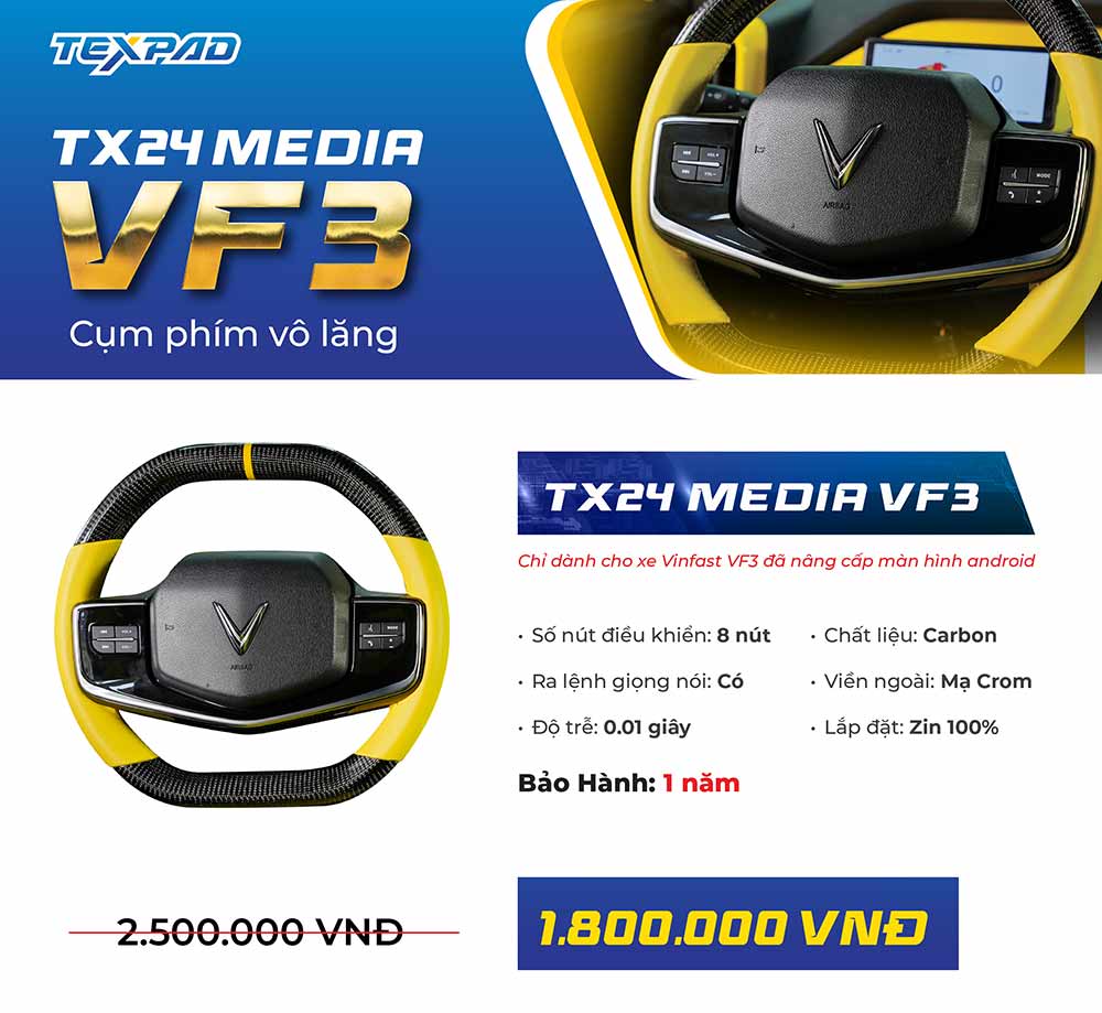 Cụm phím vô lăng Texpad TX24 Media VF3