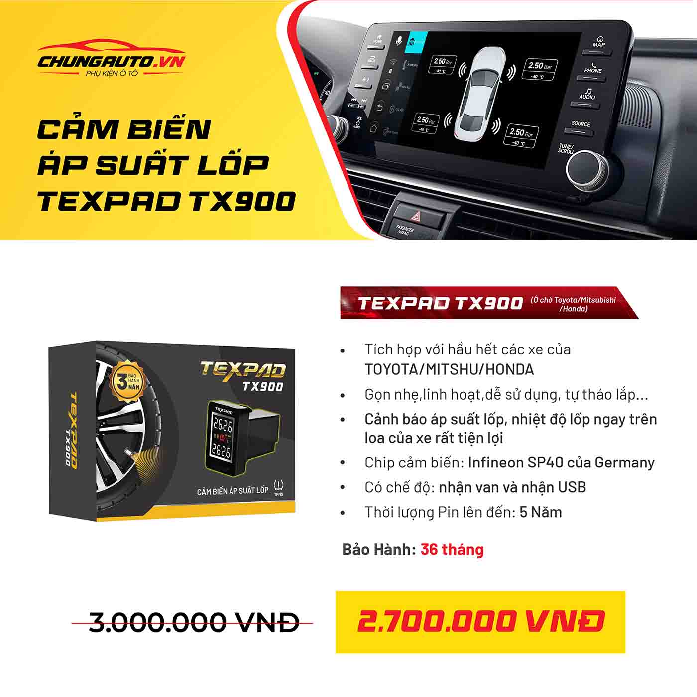 Cảm biến áp suất lốp cho Toyota Mitsubishi, Honda