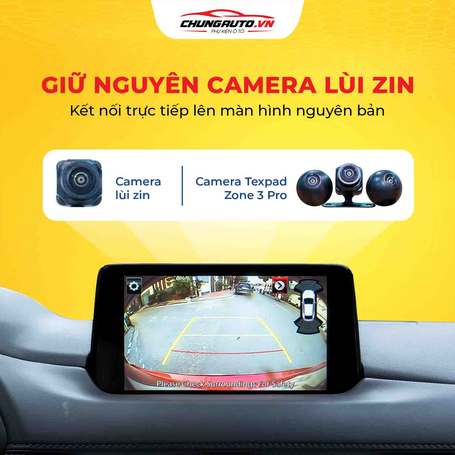 Camera 3 mắt Texpad Zone 3 Pro giữ nguyên camera lùi 
