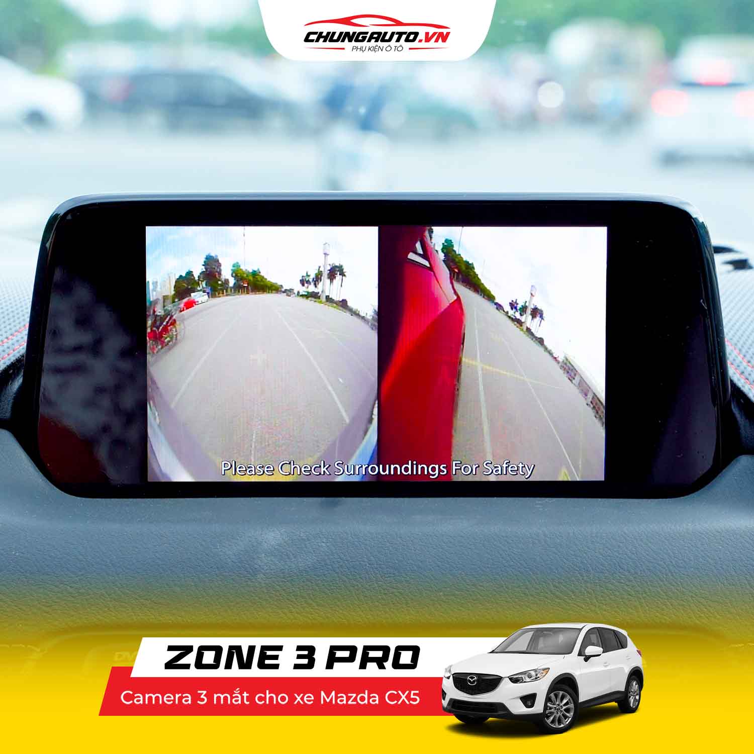 Hình ảnh lắp đặt thực tế Camera 3 mắt Texpad Zone 3 Pro