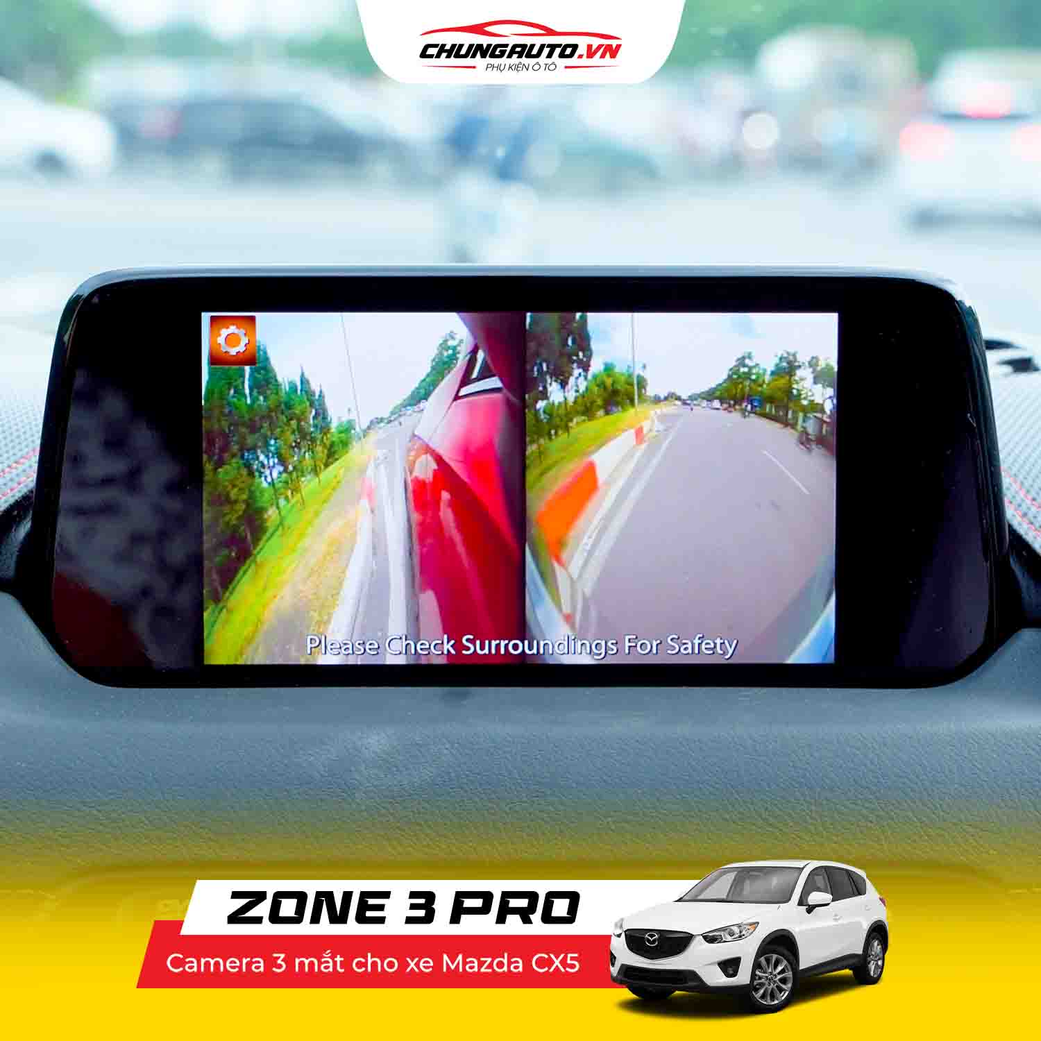 Hình ảnh lắp đặt thực tế Camera 3 mắt Texpad Zone 3 Pro