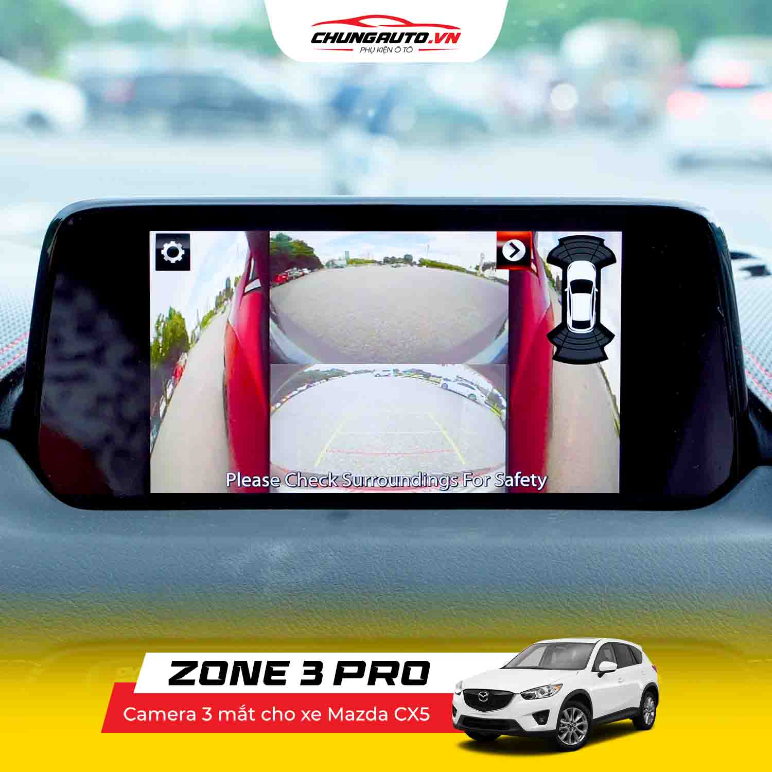 Hình ảnh lắp đặt thực tế Camera 3 mắt Texpad Zone 3 Pro