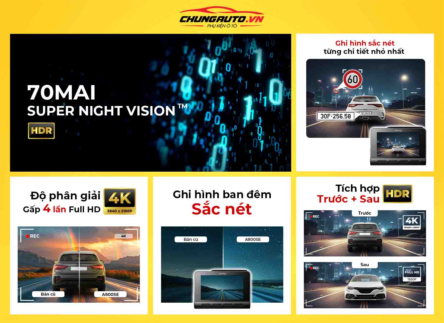 Camera hành trình 70Mai A800SE ghi hình chất lượng cao