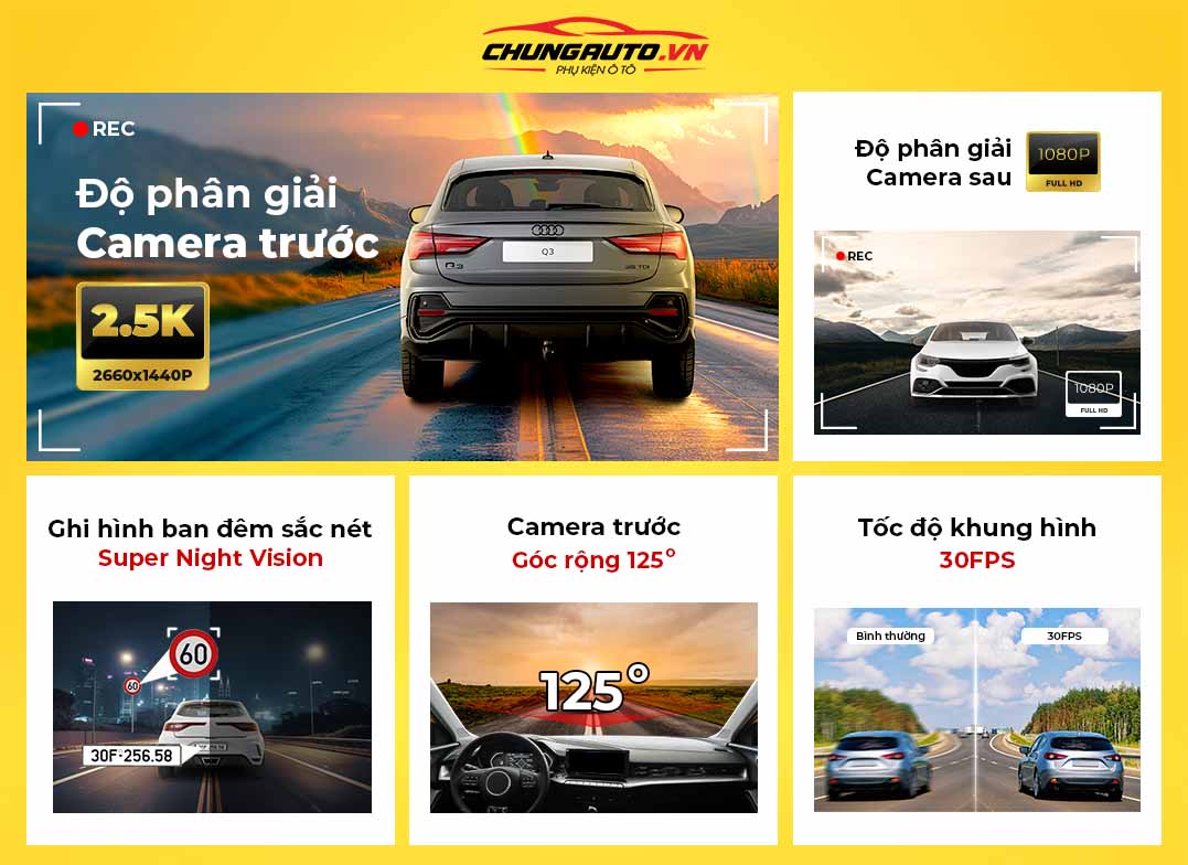 Camera hành trình Xiaomi ghi hình sắc nét trước và sau