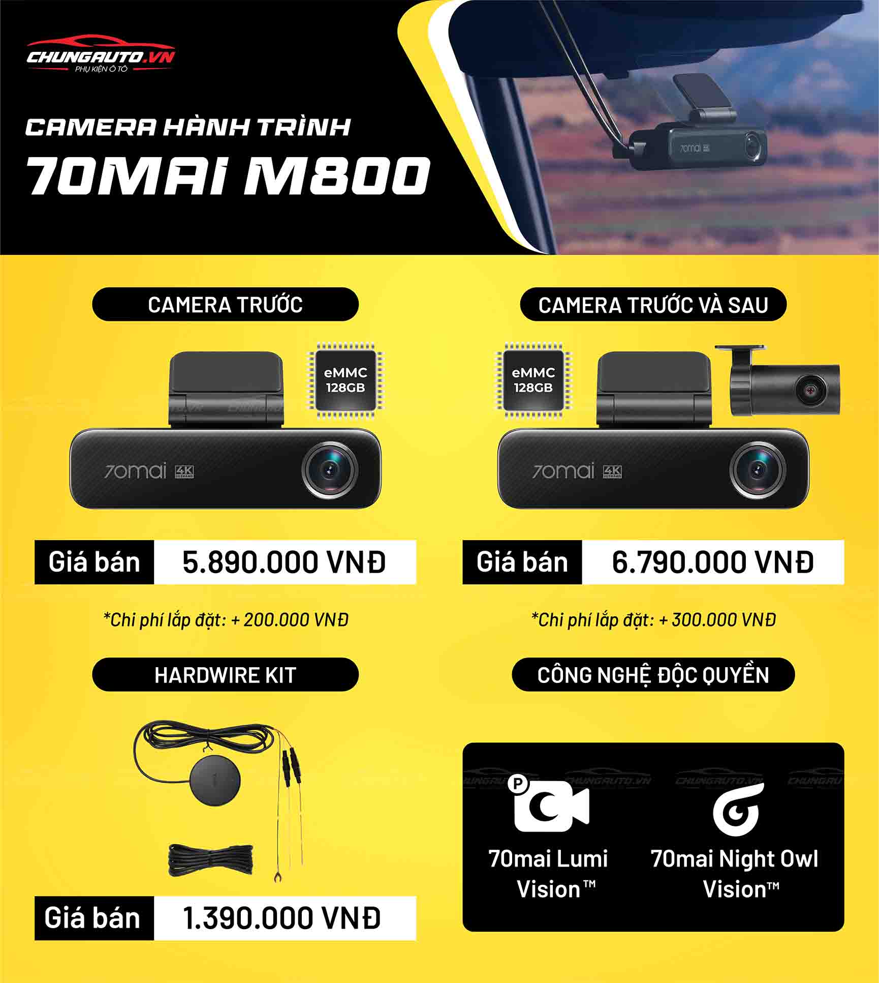 Giá camera hành trình xiaomi 70mai M800