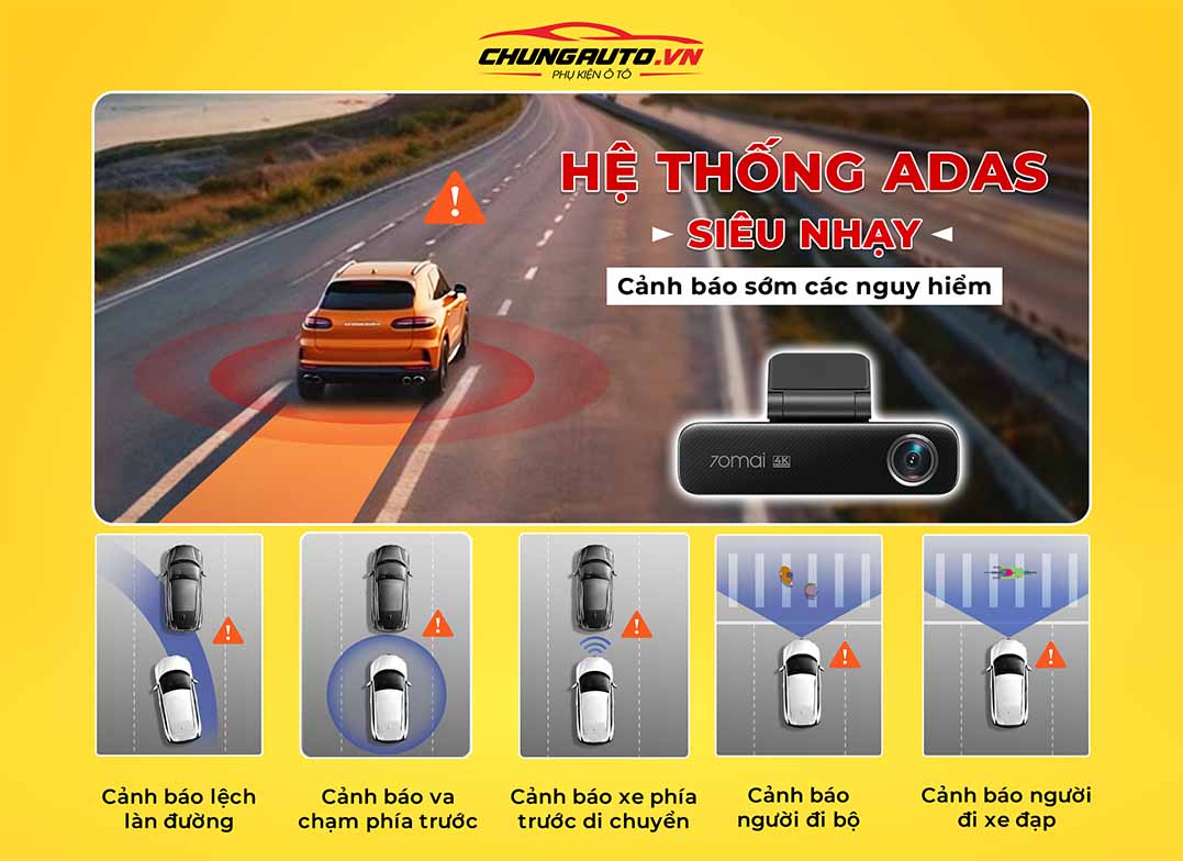 Camera hành trình Xiaomi M800 cảnh báo ADAS