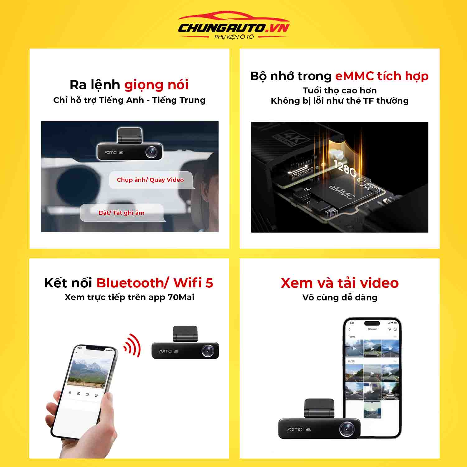 camera hành trình 70Mai M800 tích hợp nhiều tính năng thông minh