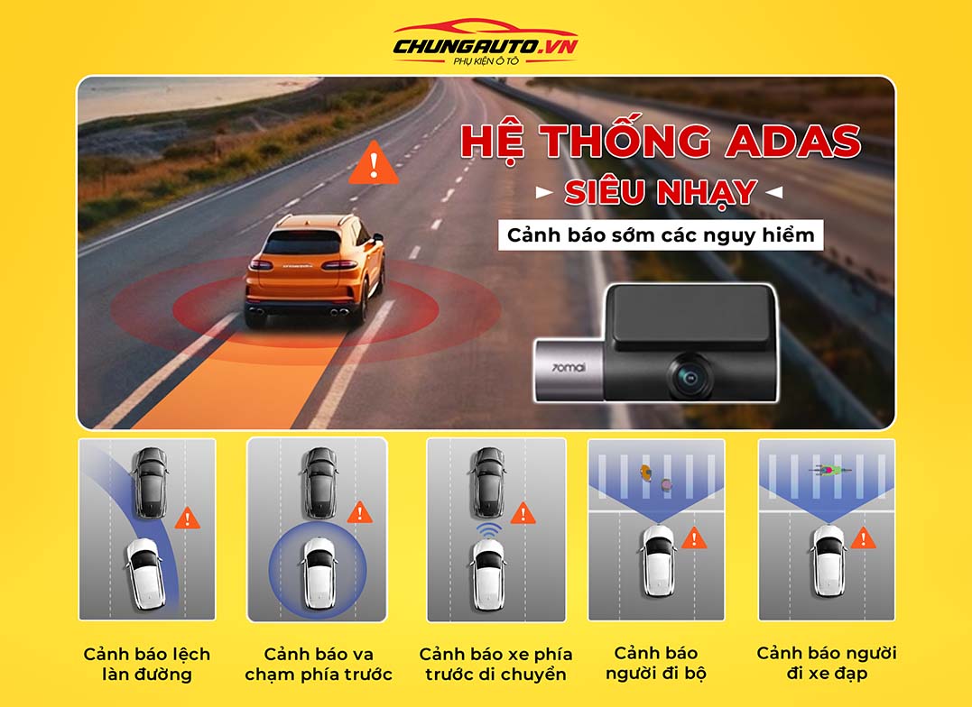 Camera hành trình Xiaomi 70Mai T800 trang bị hệ thống ADAS