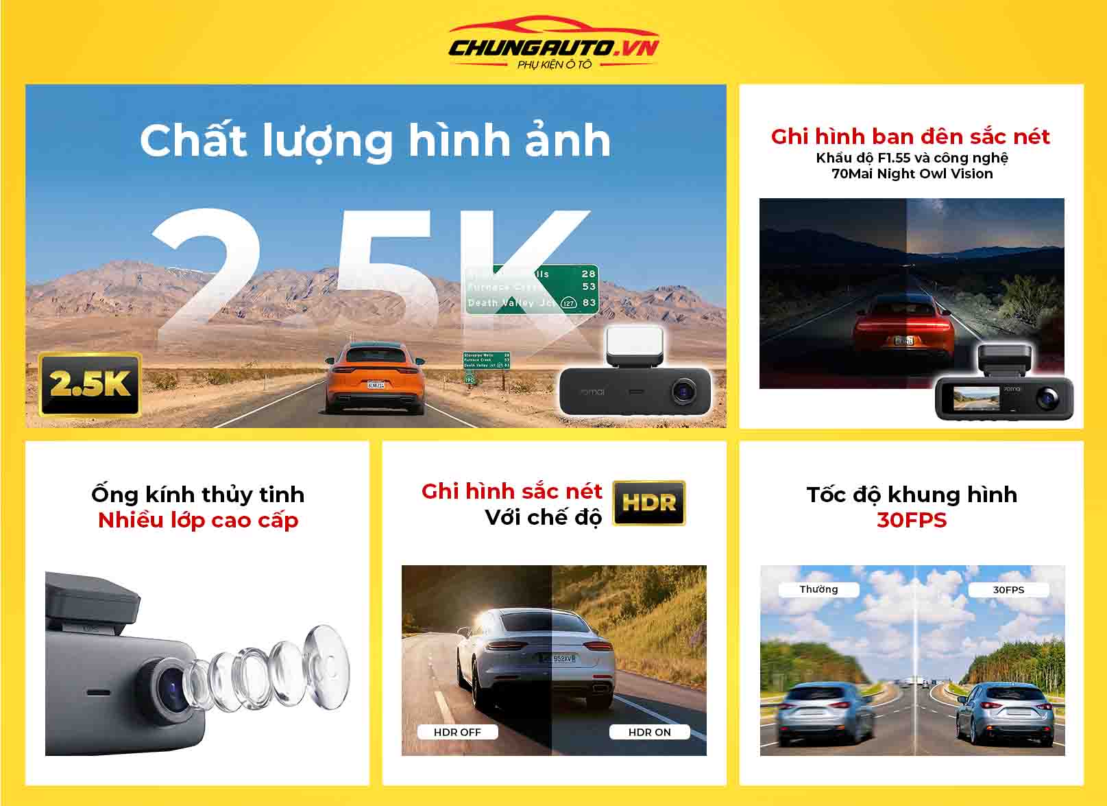 Camera hành trình 70Mai T400 ghi hình ảnh chất lượng cao