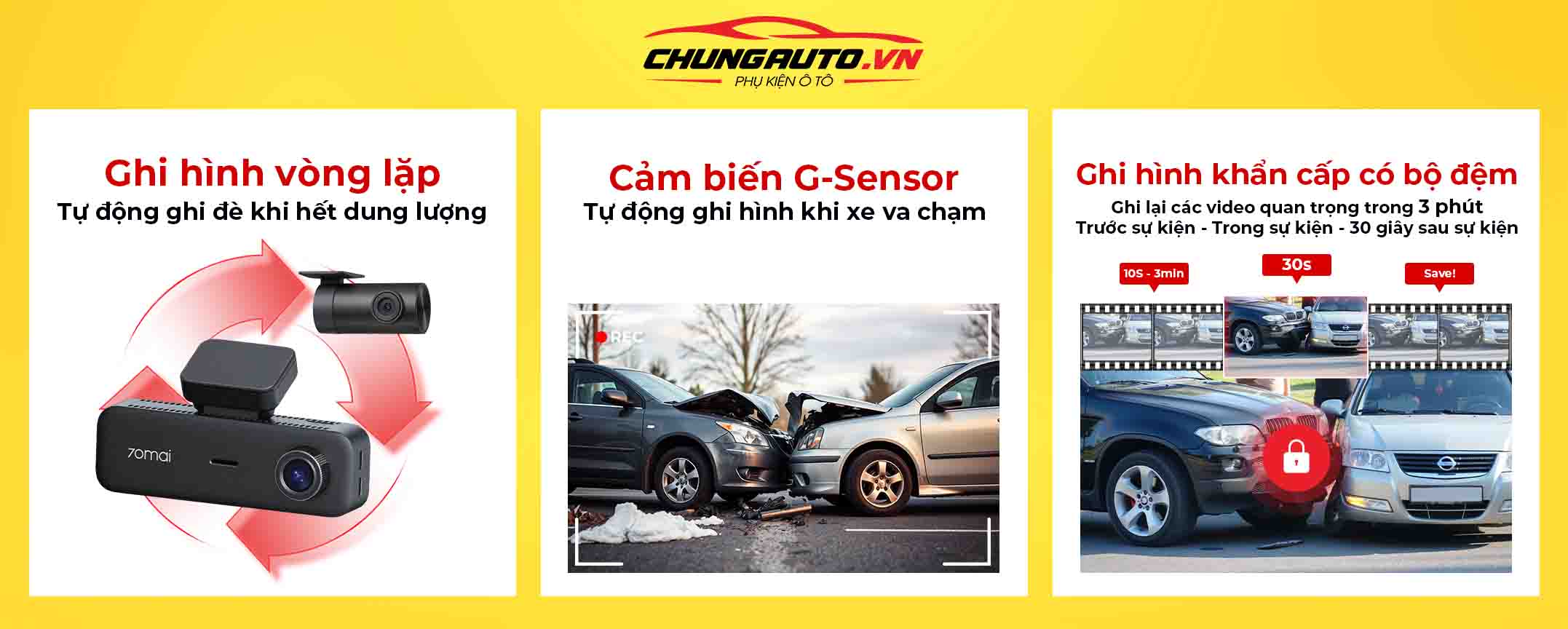Camera hành trình 70Mai T400 ghi hình vòng lặp