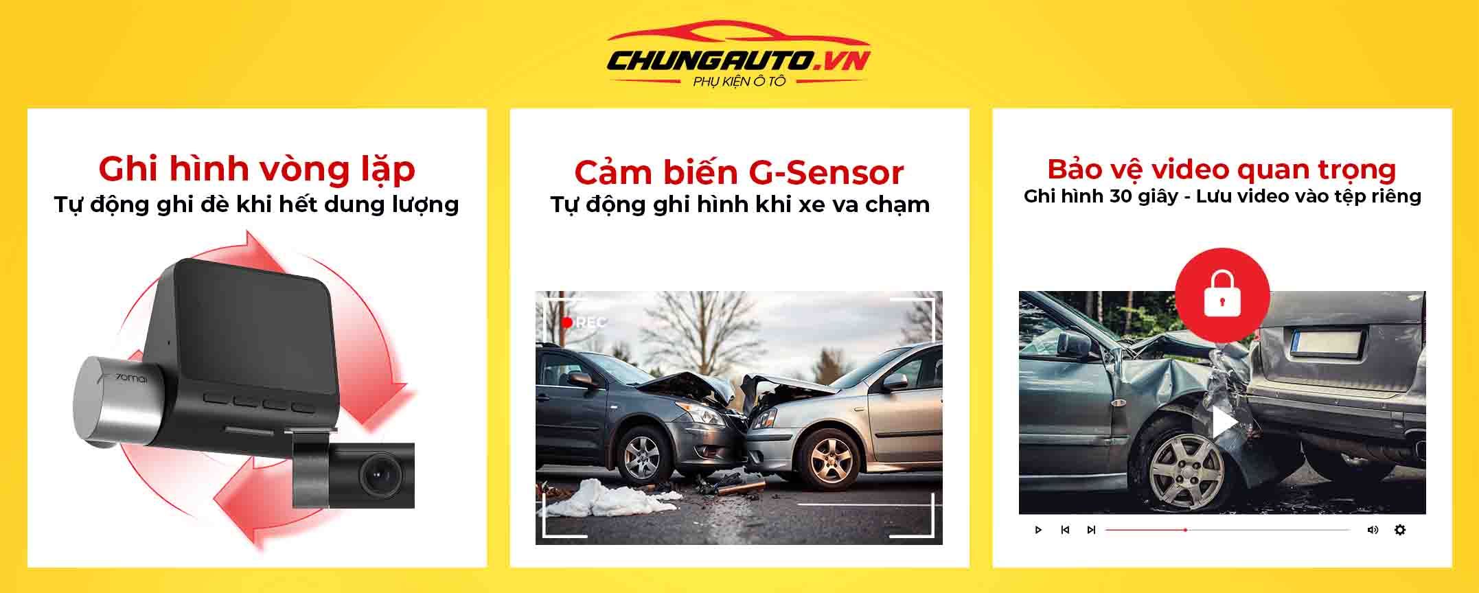 Camera 70Mai A500s ghi hình vòng lặp