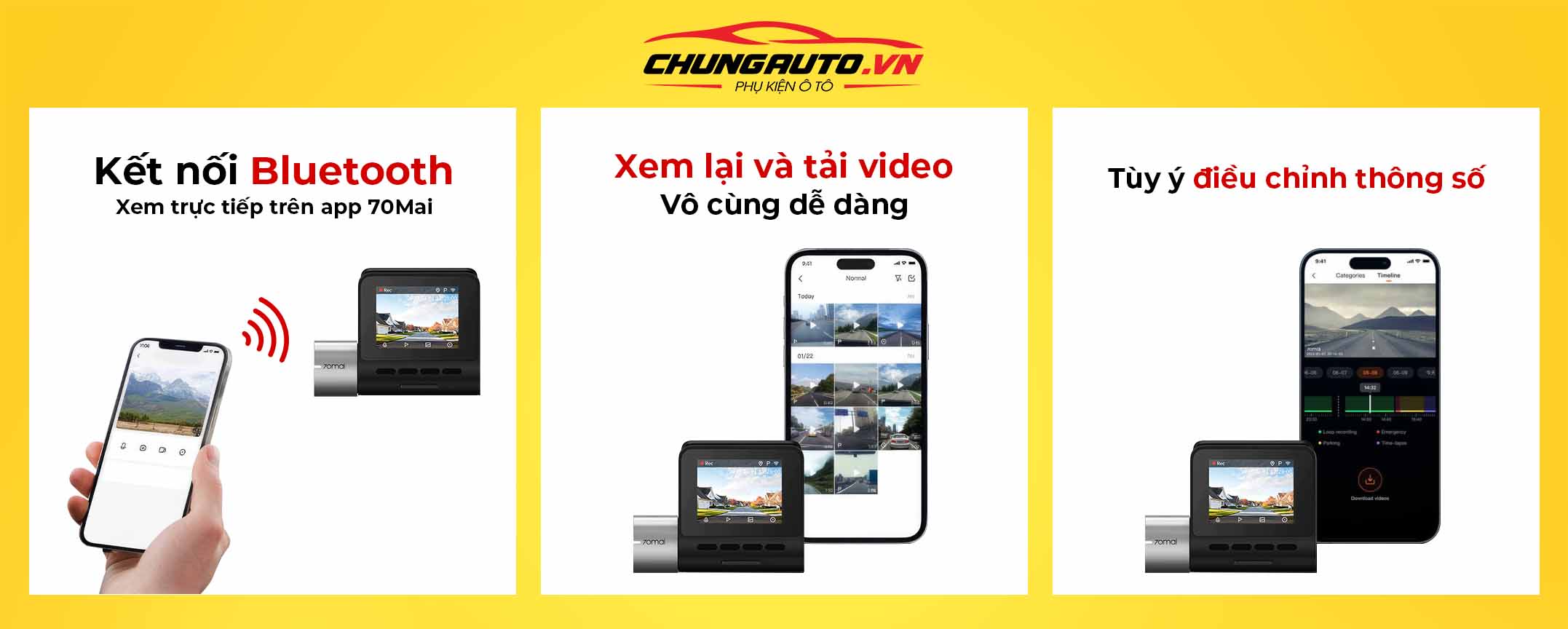 Camera 70Mai A500s kiểm soát qua điện thoại