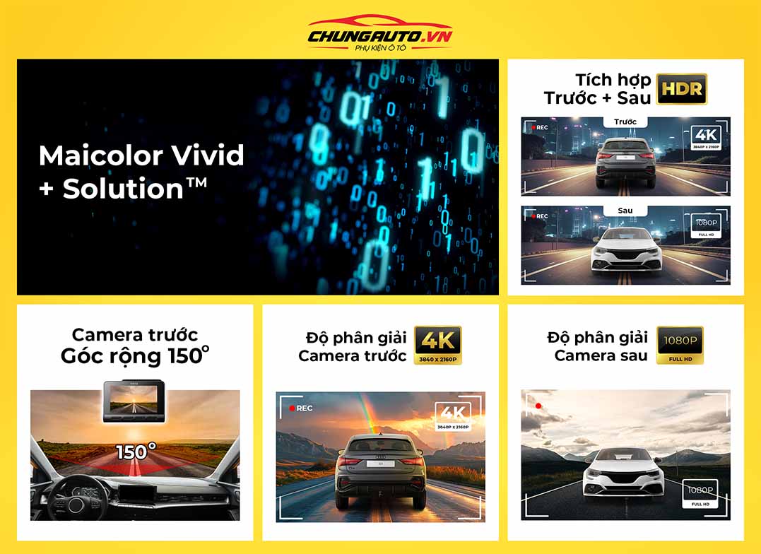 Camera hành trình xiaomi 70mai A810 ghi hình trước sau