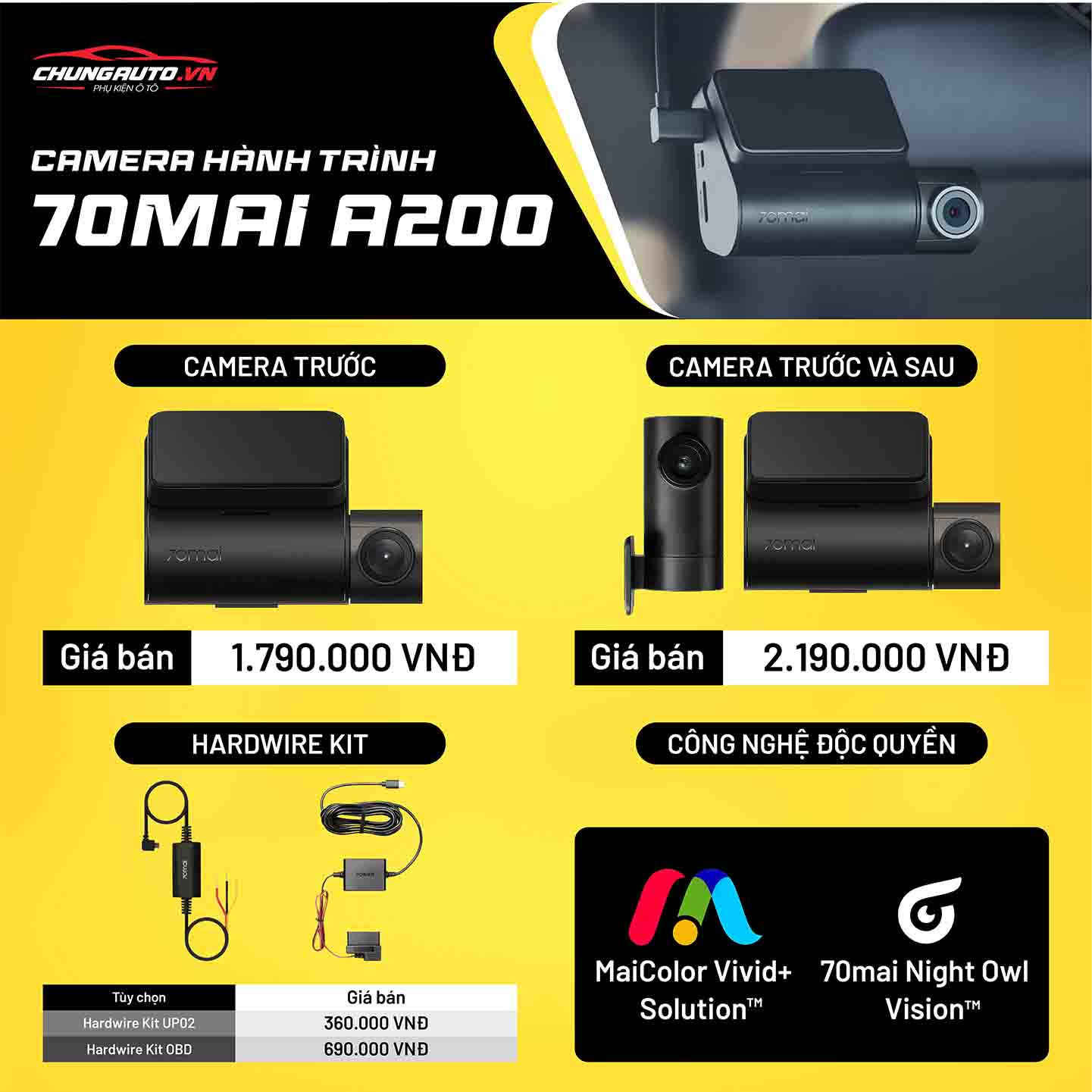 Báo giá camera hành trình 70Mai A200