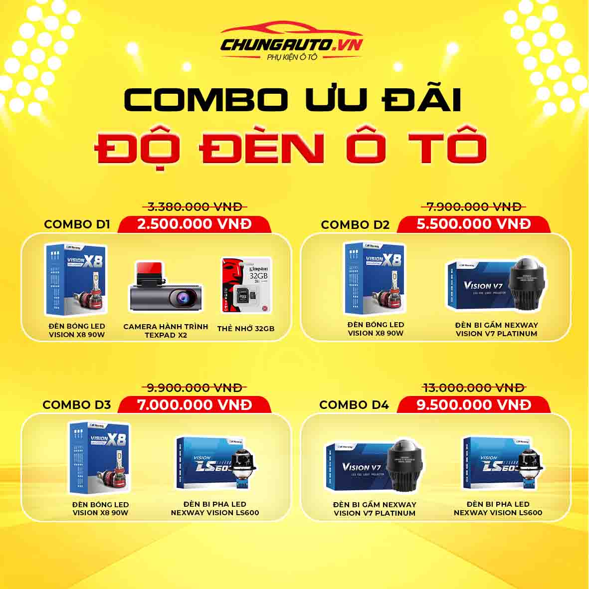 Combo độ đèn ô tô