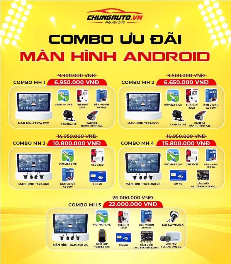 Combo ưu đãi màn hình android 