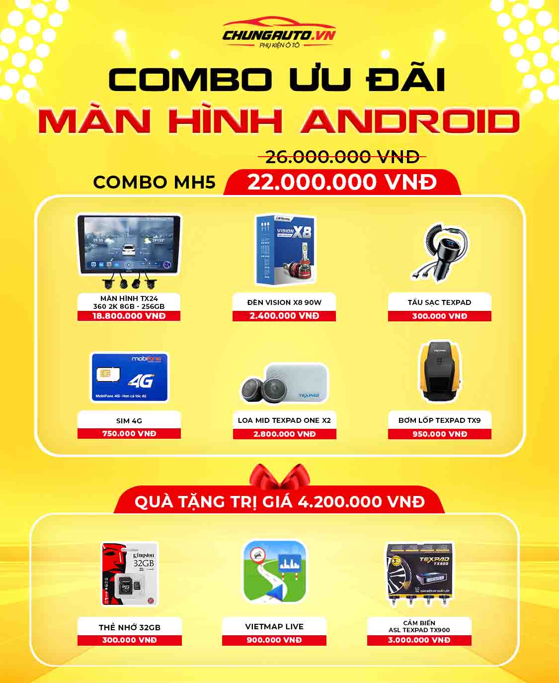 Quà tặng combo màn hình android MH5