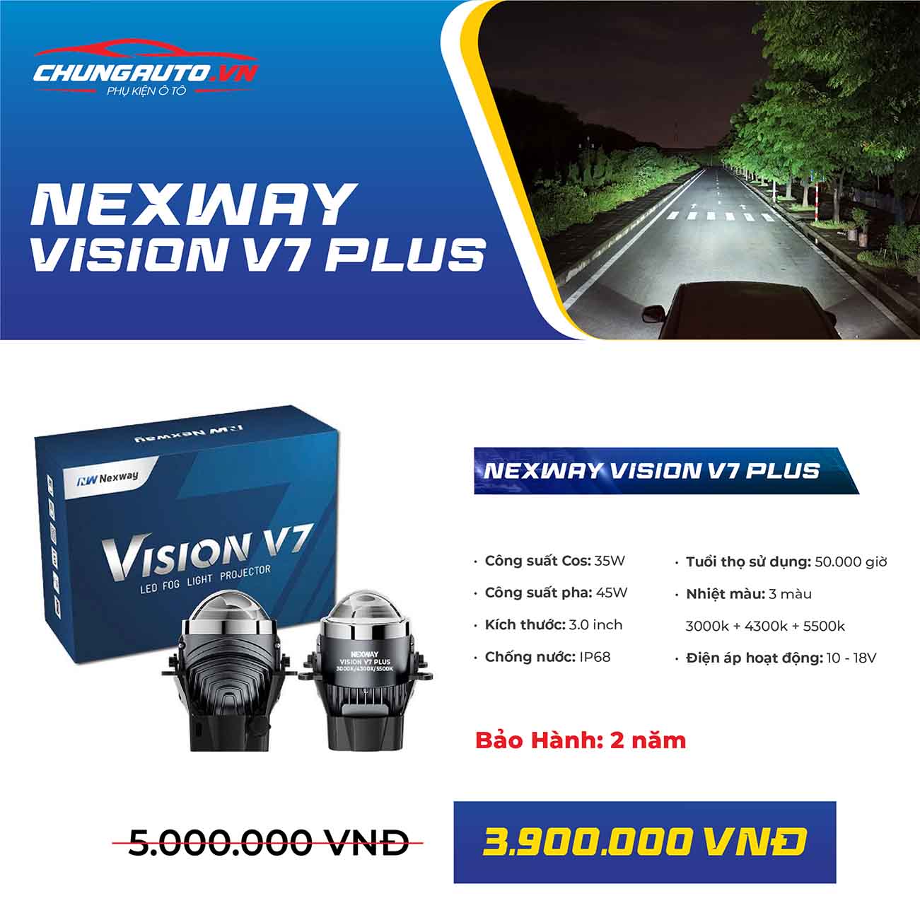 Lý do nên mua đèn bi gầm Nexway Vision V7 Plus