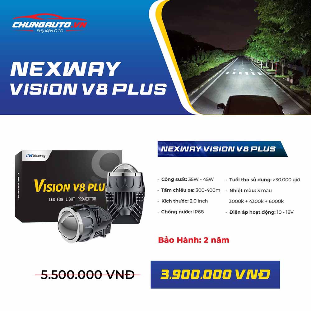 Thông số kỹ thuật đèn bi gầm Vision V8 Plus