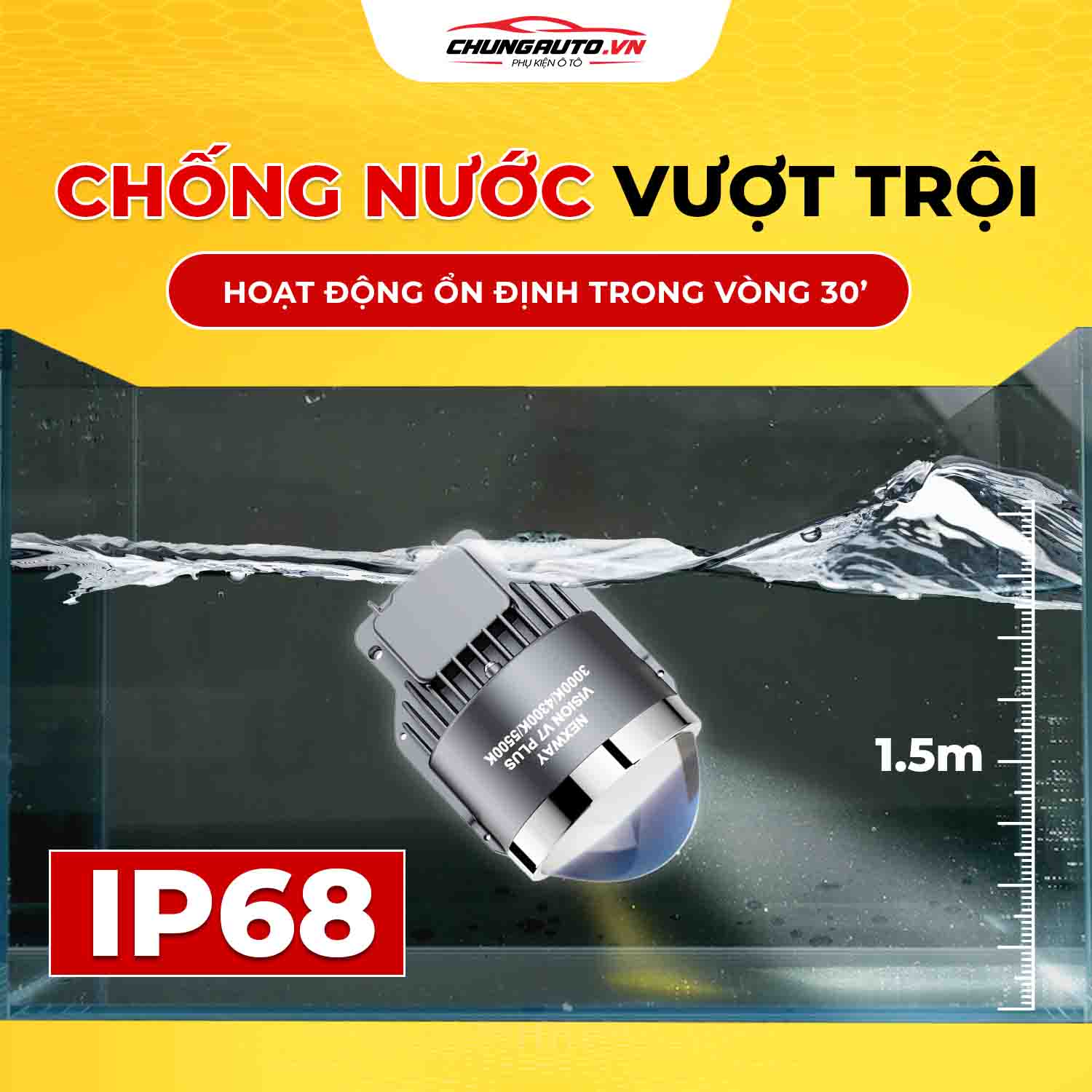 Đèn bi gầm Vision V7 Plus khả năng chống nước vượt trội