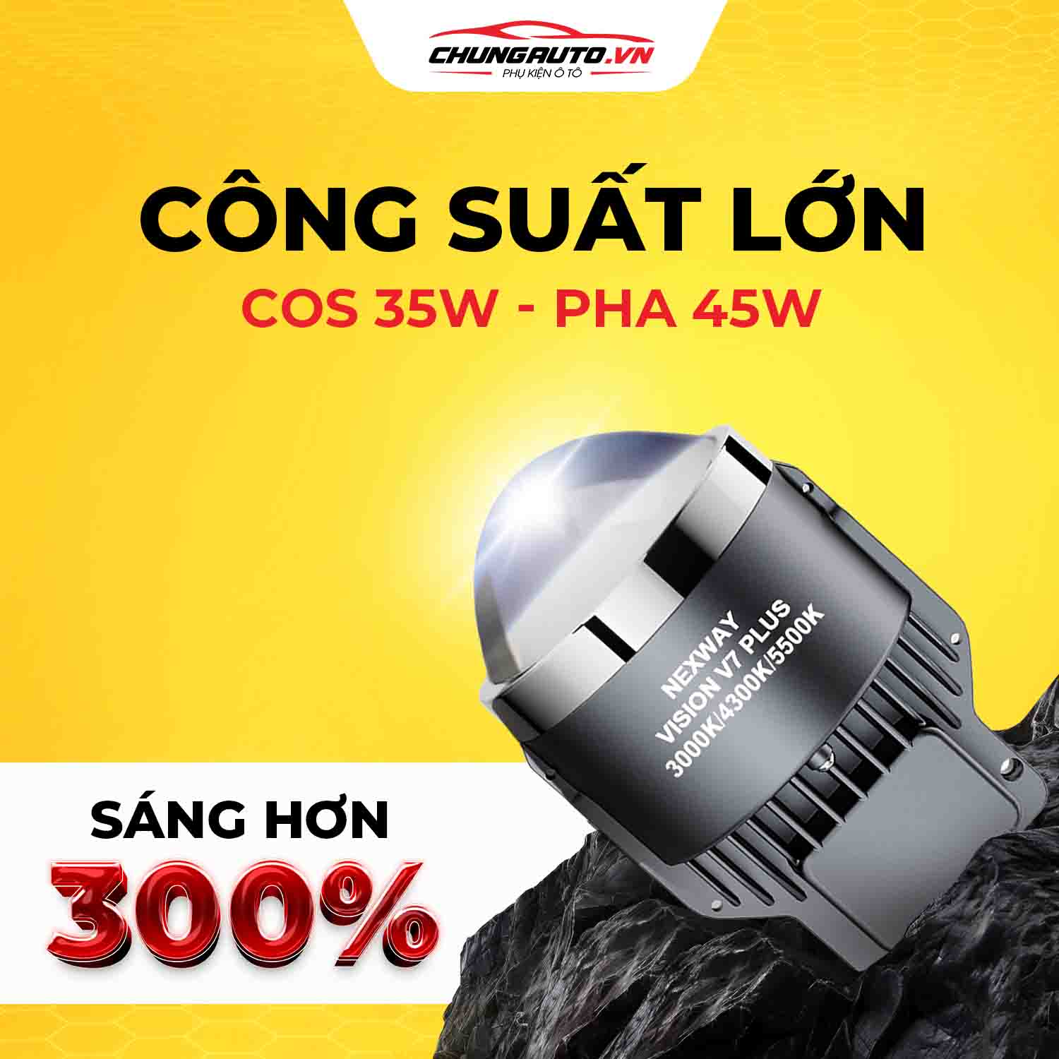 Đèn Vision V7 Plus công suất lớn, sáng mạnh