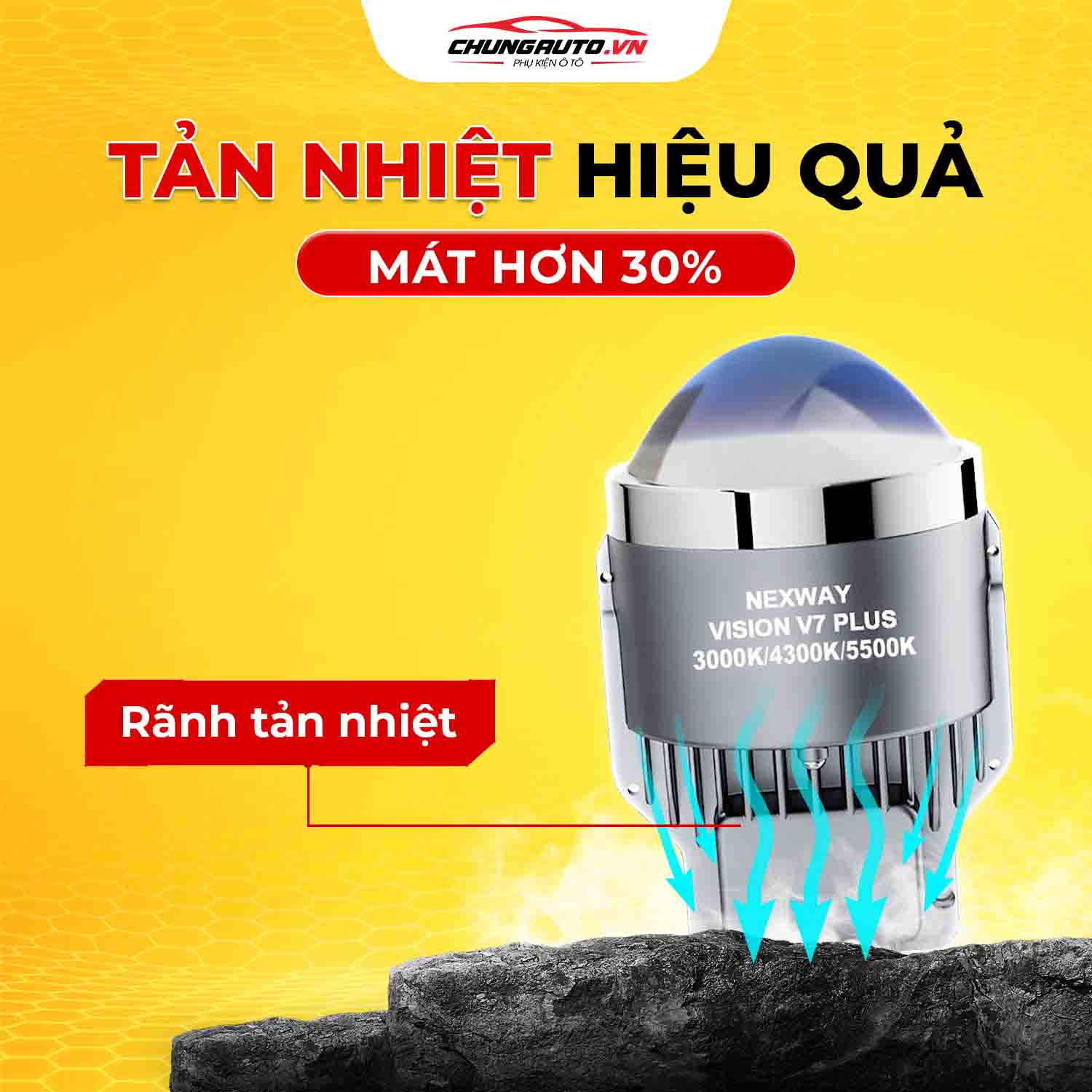 Đèn bi gầm Vision V7 Plus tản nhiệt hiệu quả