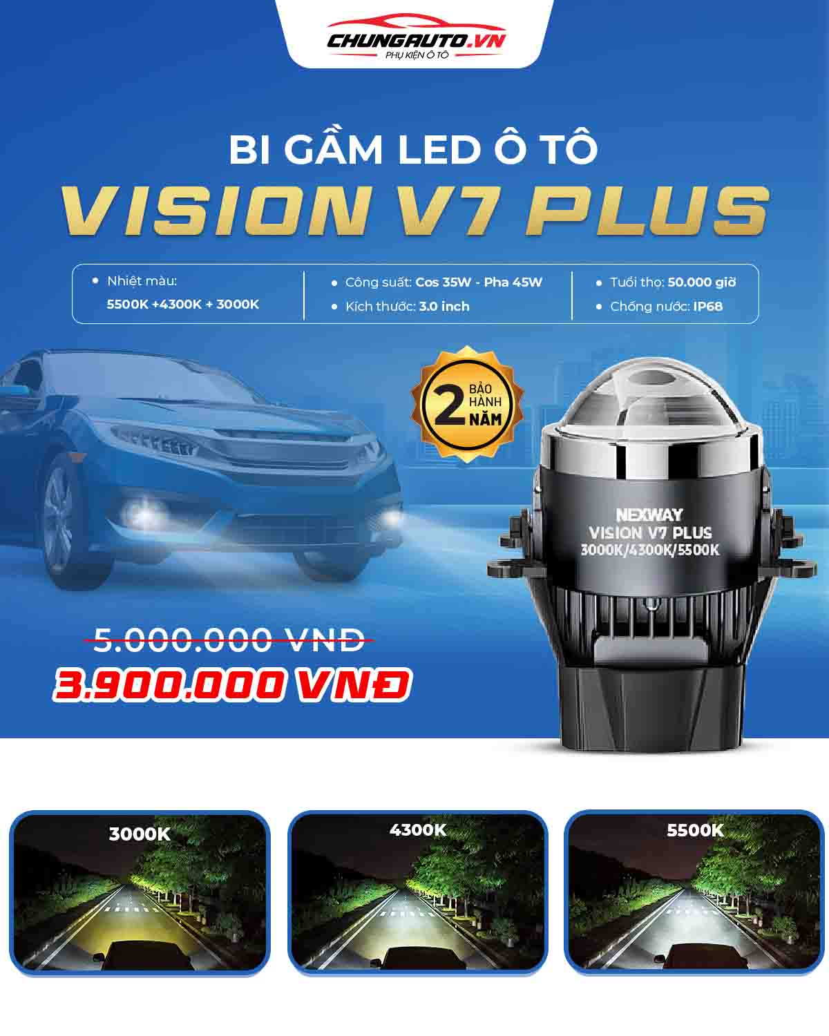 Giá đèn bi gầm Vision V7 Plus 
