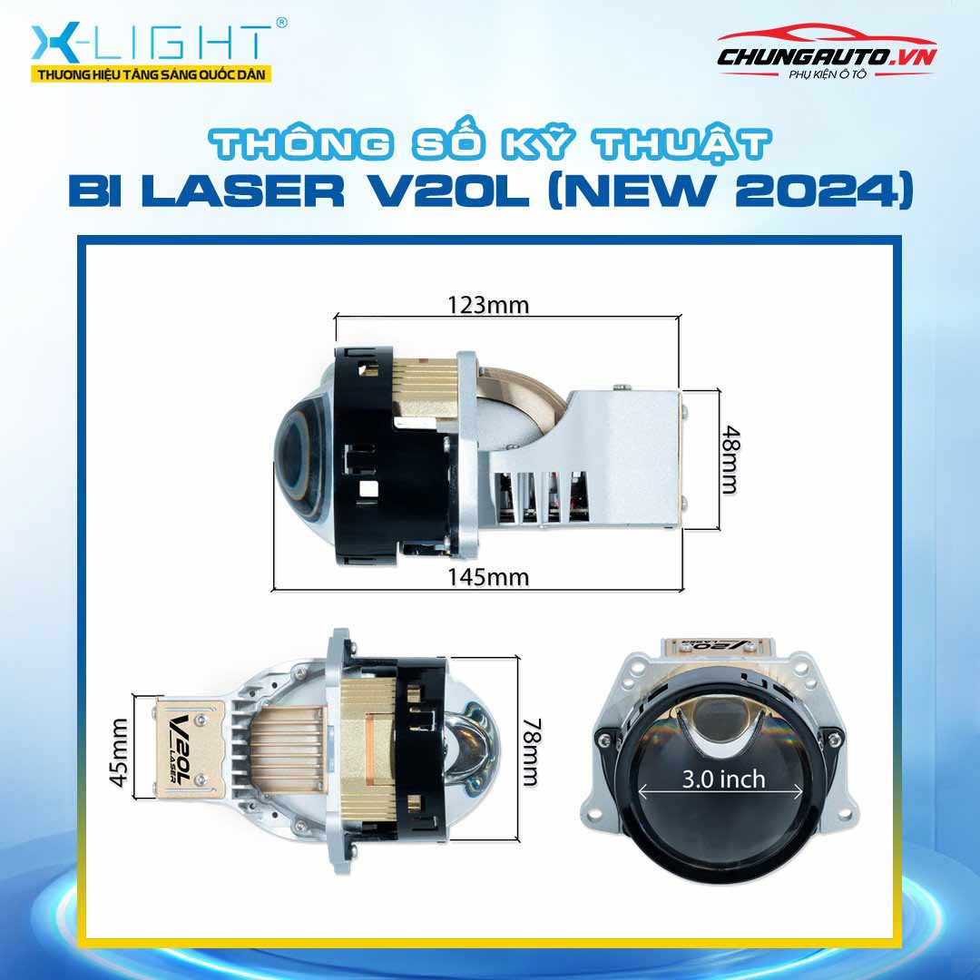 kích thước đèn bi laser xlight v20l 2024