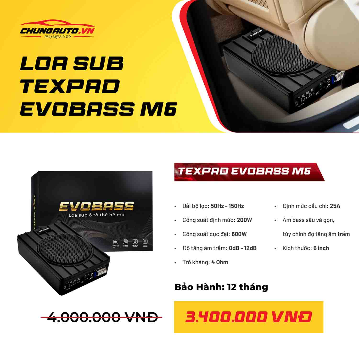 Thông số kỹ thuật loa Texpad Evobass M6