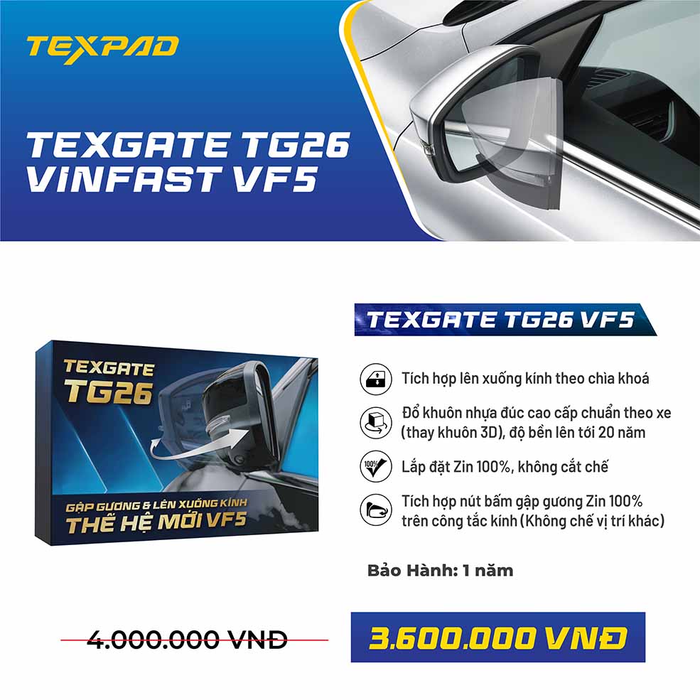 Báo giá gương gập điện texgate TG26