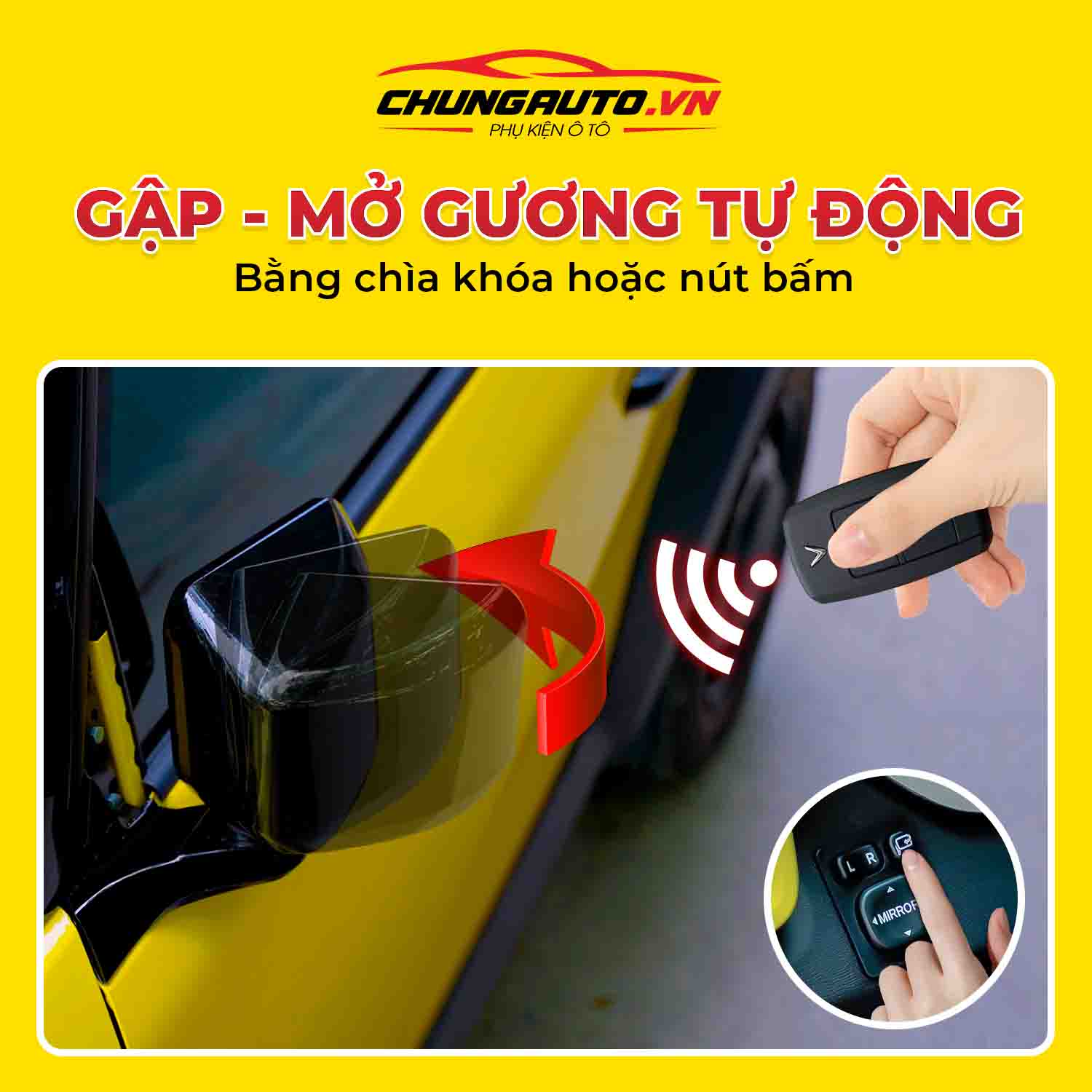 gương điện vf3 gập tự động