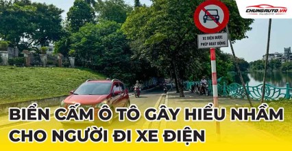 Biển cấm ô tô gây hiểu nhầm cho người đi xe điện