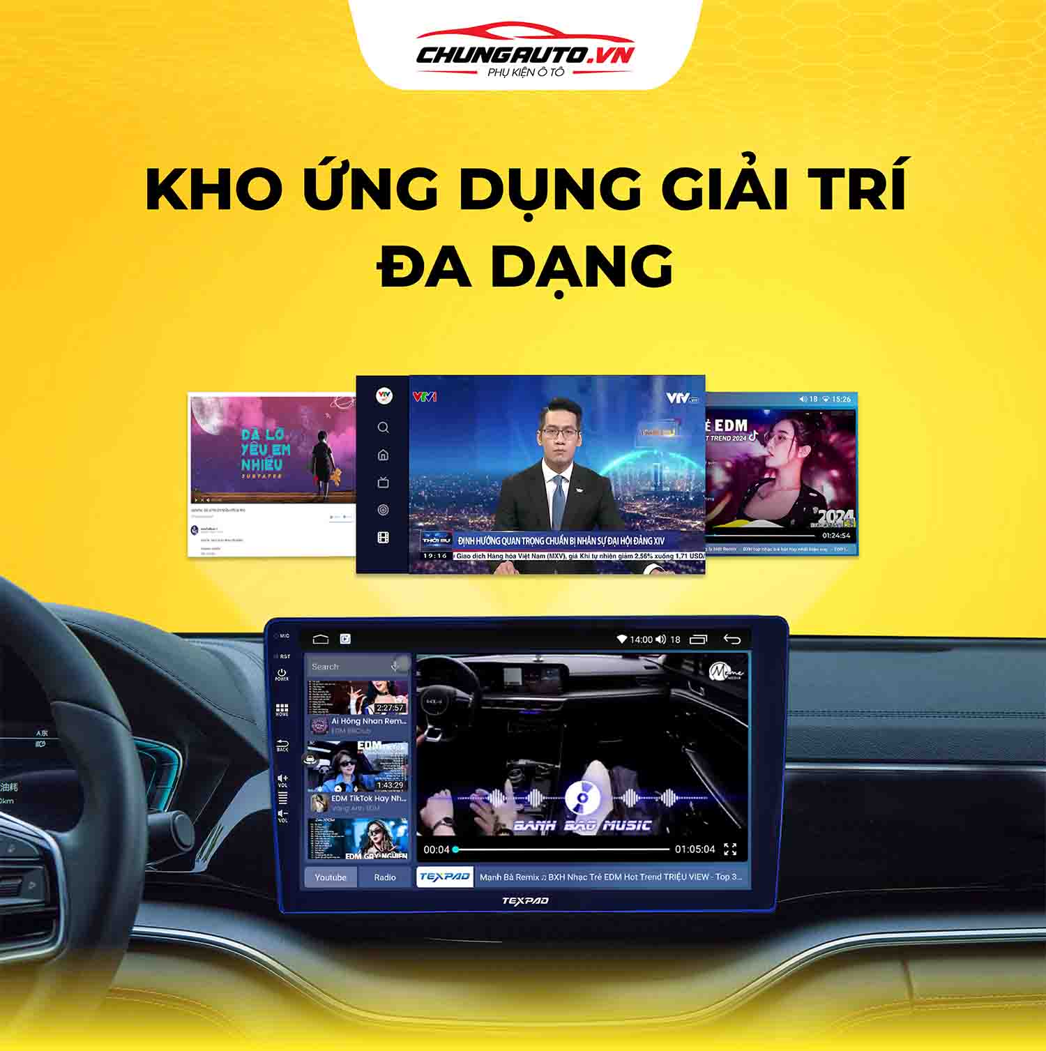 Màn hình Android Texpad TX24 Eco có giải trí đa dạng
