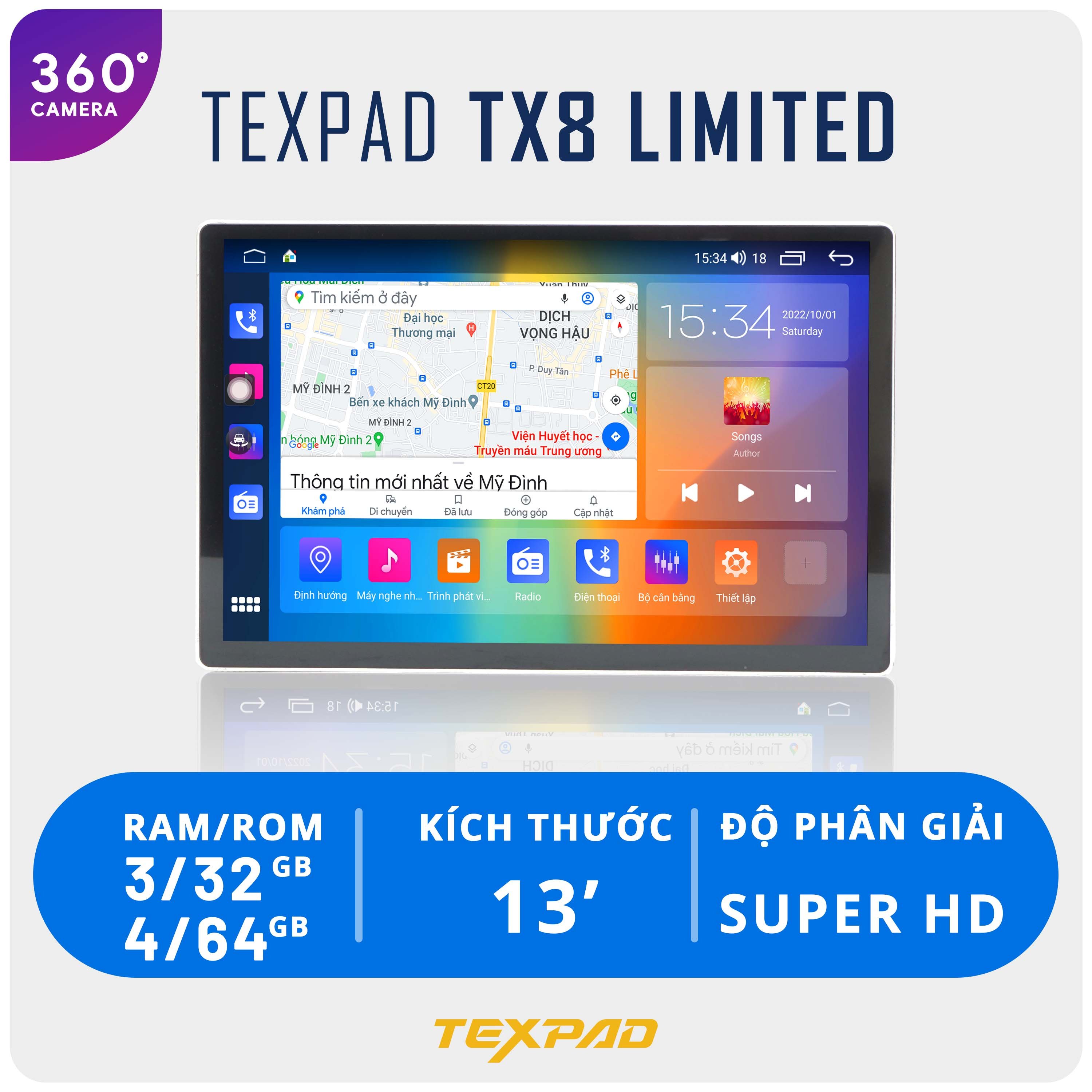 Màn hình Android ô tô TexPad TX8 Limited Edition - Phiên Bản Giới Hạn Cao Cấp