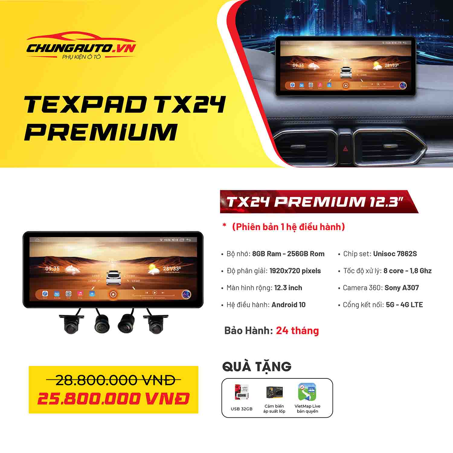 Màn hình Texpad TX24 Premium 12.3 inch Ram 8GB + Rom 256GB.