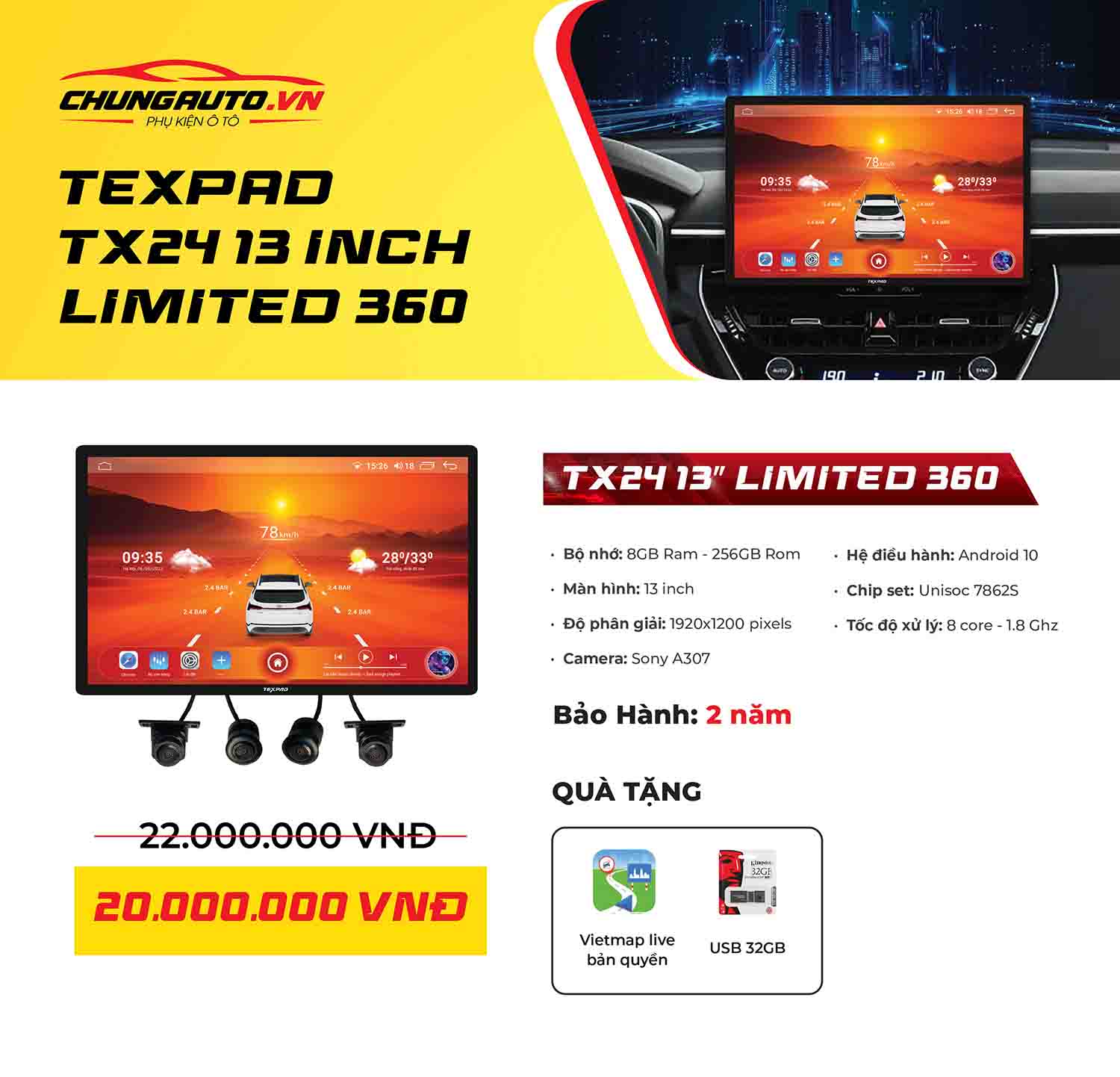 Thông số màn hình Texpad TX24 Limited 13 Inch Ram 8GB + Rom 256GB