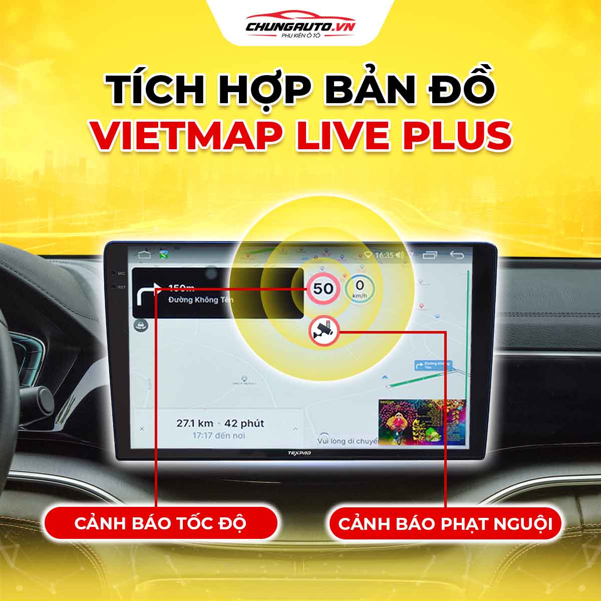 Màn hình android tích hợp bản đồ dẫn đường thông minh