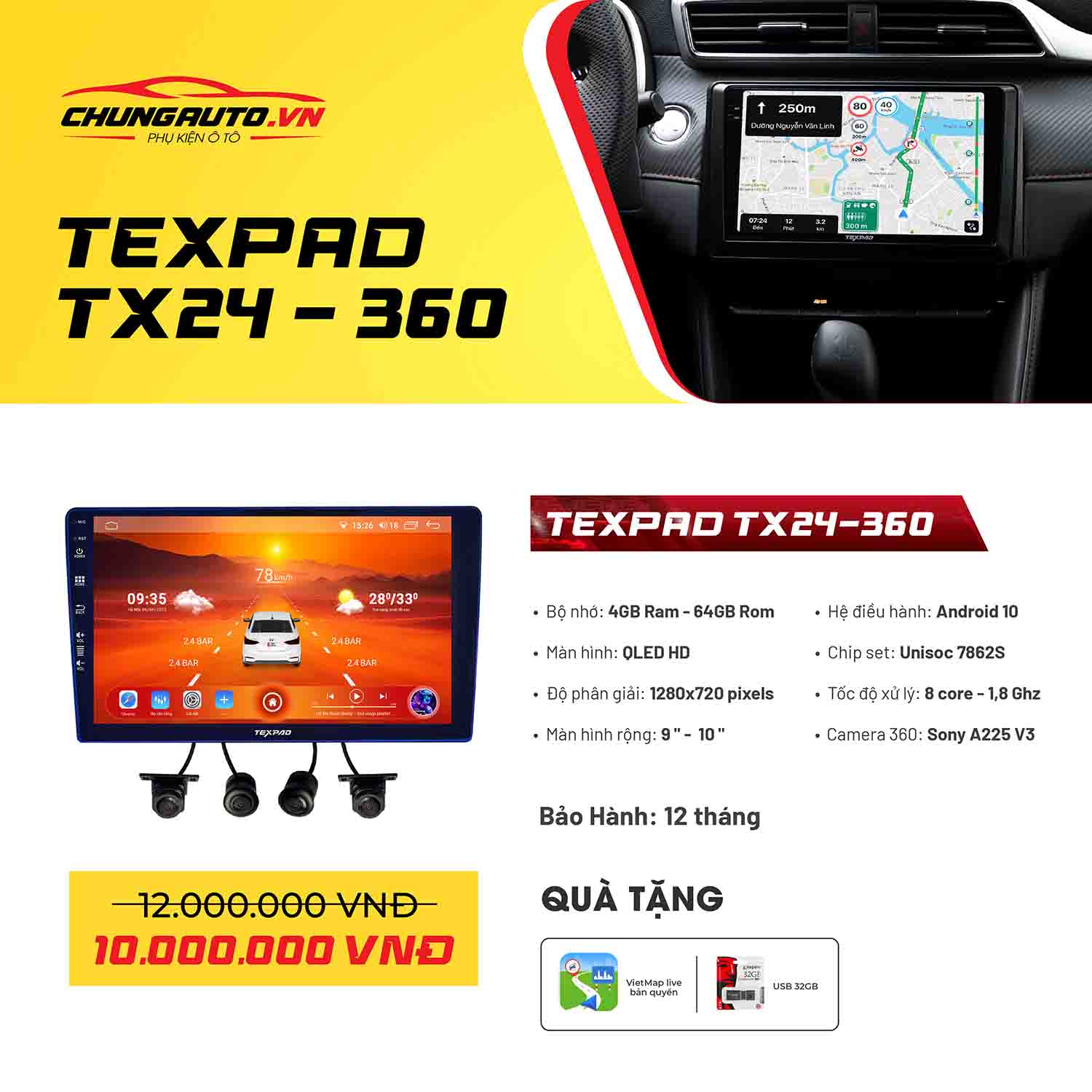 thông số màn hình Texpad TX24 360 4GB - 64GB