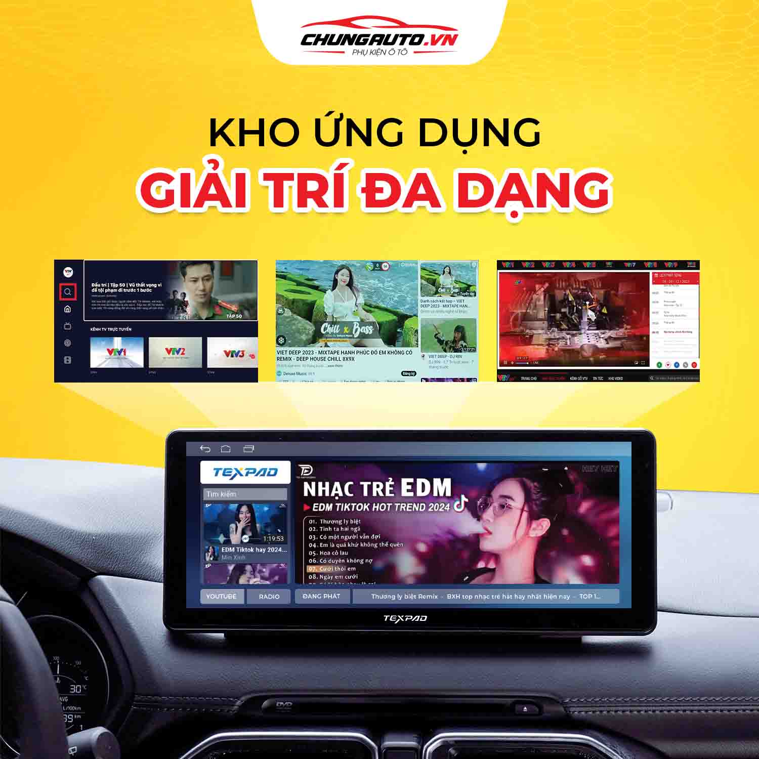 Texpad TX24 Premium 12.3 Inch kho ứng dụng giải trí đa dạng