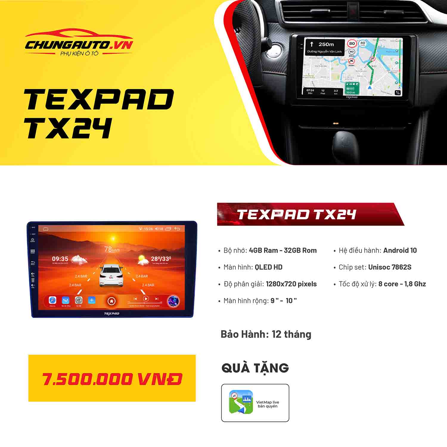 Thông số màn hình Texpad TX24 không camera 360