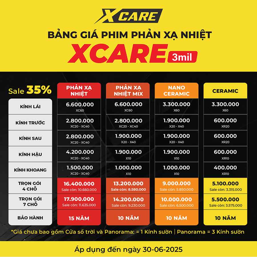 Bảng giá phim cách nhiệt Xcare