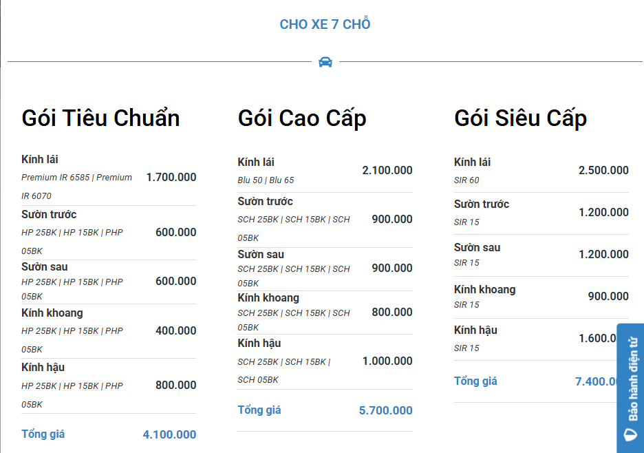 Bảng giá phim cách nhiệt Ntech