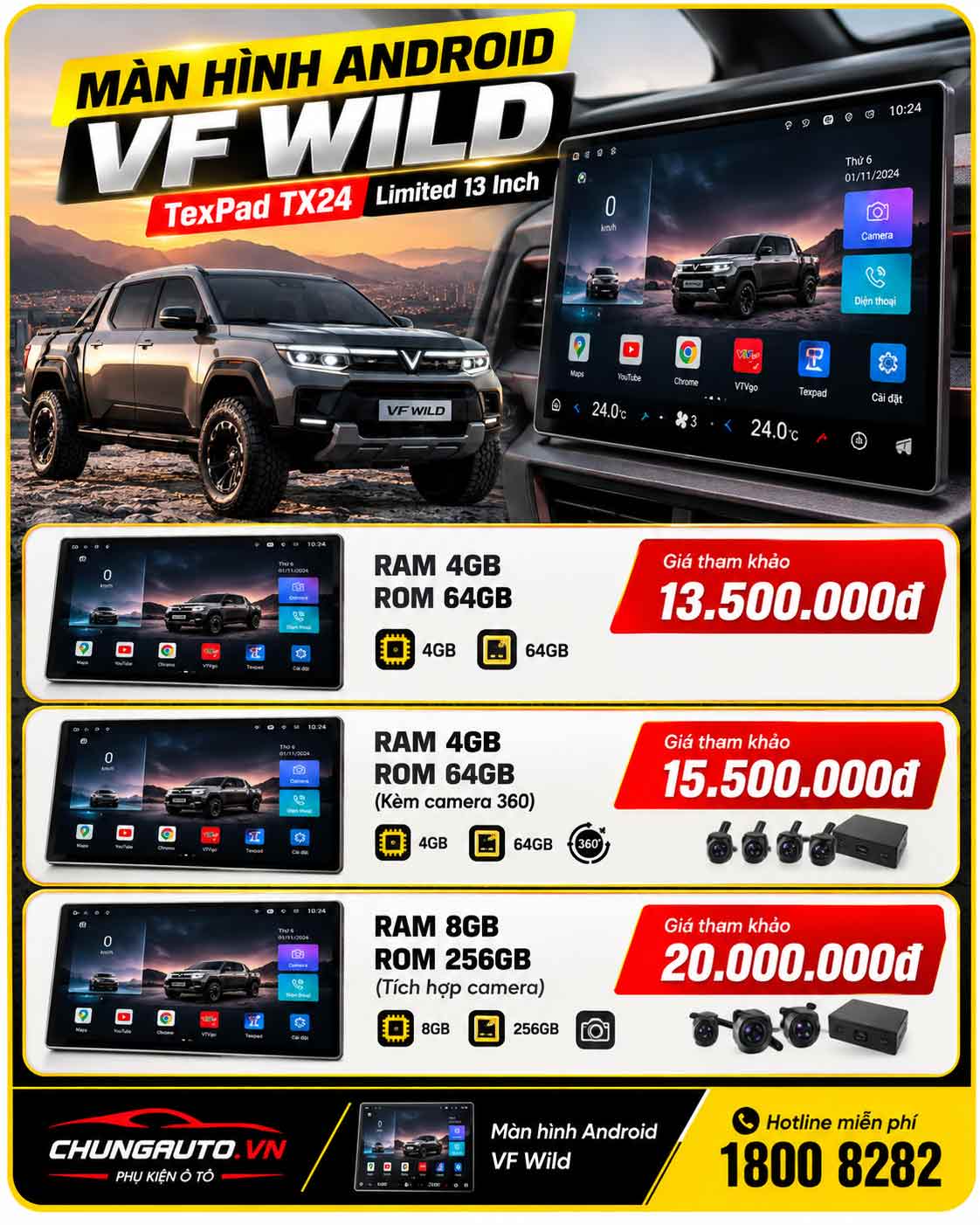 Bang gia man hinh Android VF Wild