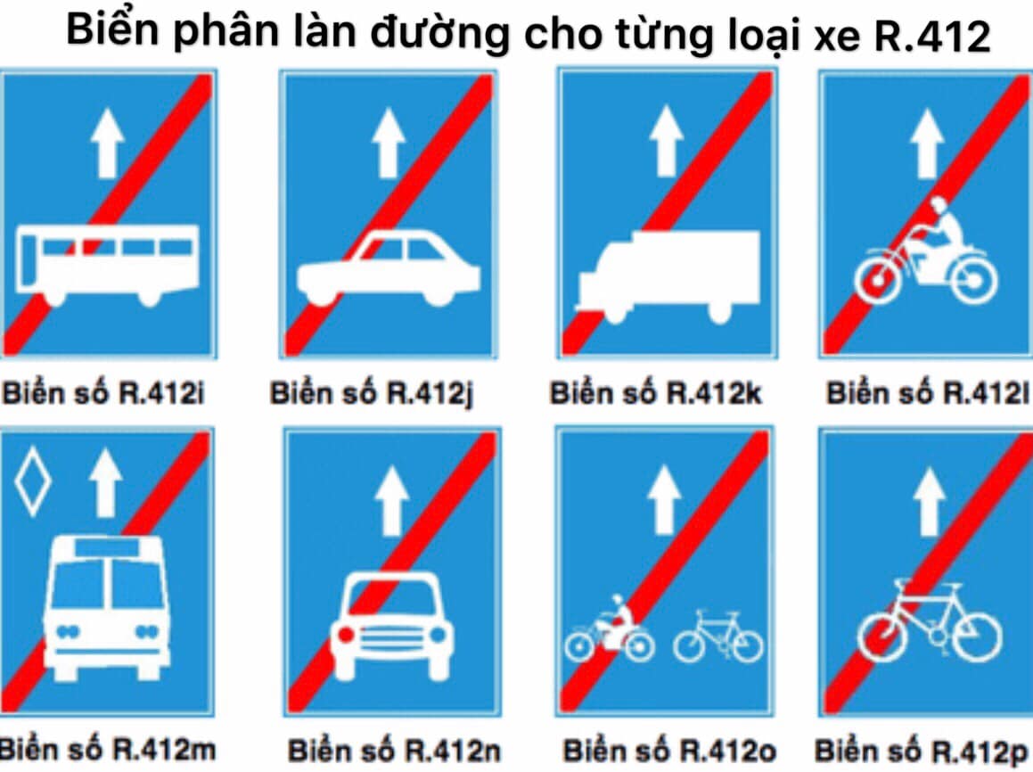 Kết thúc làn đường dành cho từng loại xe R413