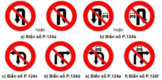 Các biến cấm rẽ và quay đầu xe