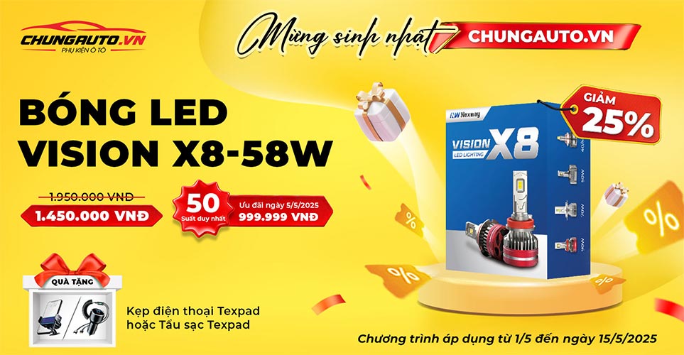 Khuyến mãi bóng Led Vision X8 58W