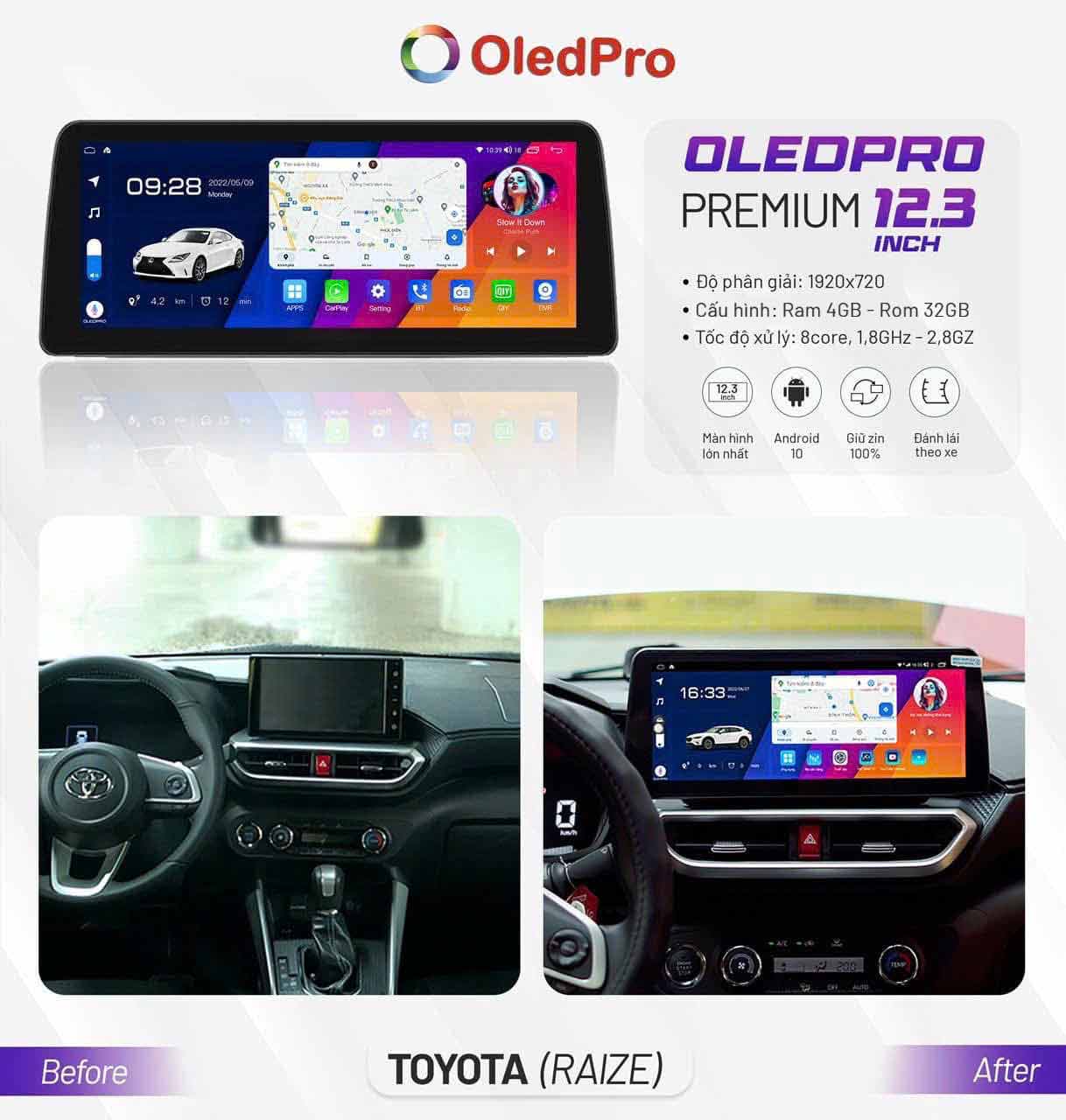 màn hình oledpro premium toyota raize