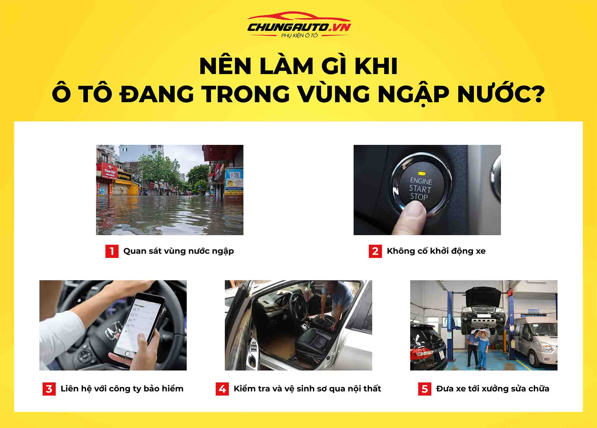 Nên làm gì khi xe ô tô đang trong vùng ngập nước