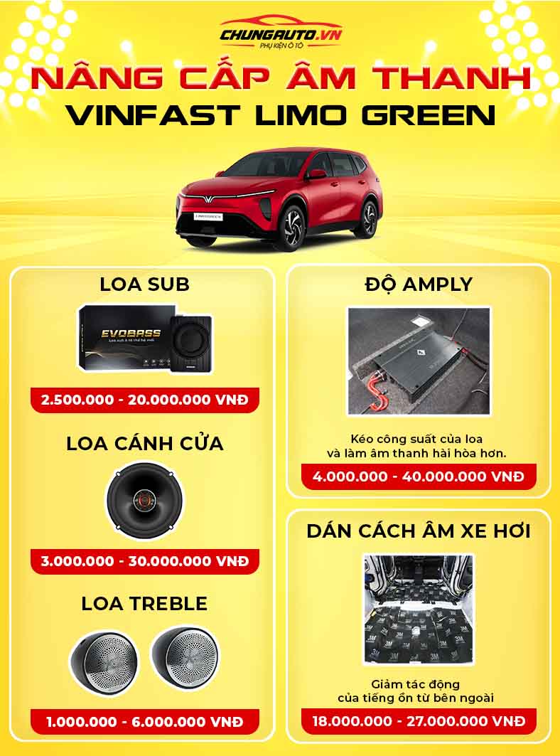 Độ loa cho Vinfast Limo Green
