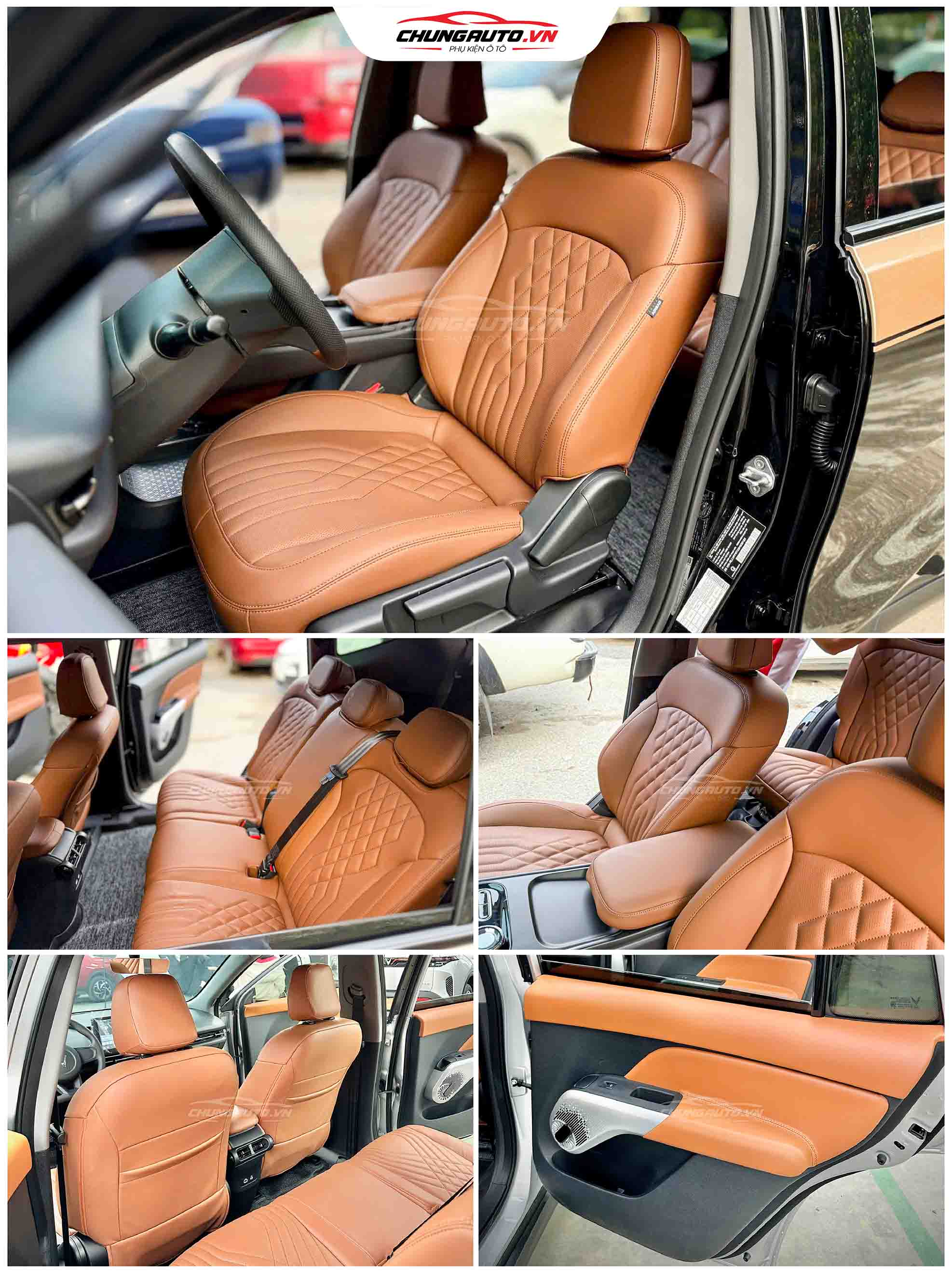 Mẫu ghế da màu nâu cho Limo Green